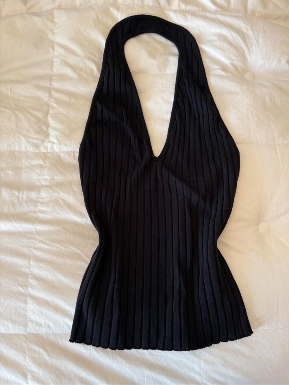 Vince Black Ribbed Halter